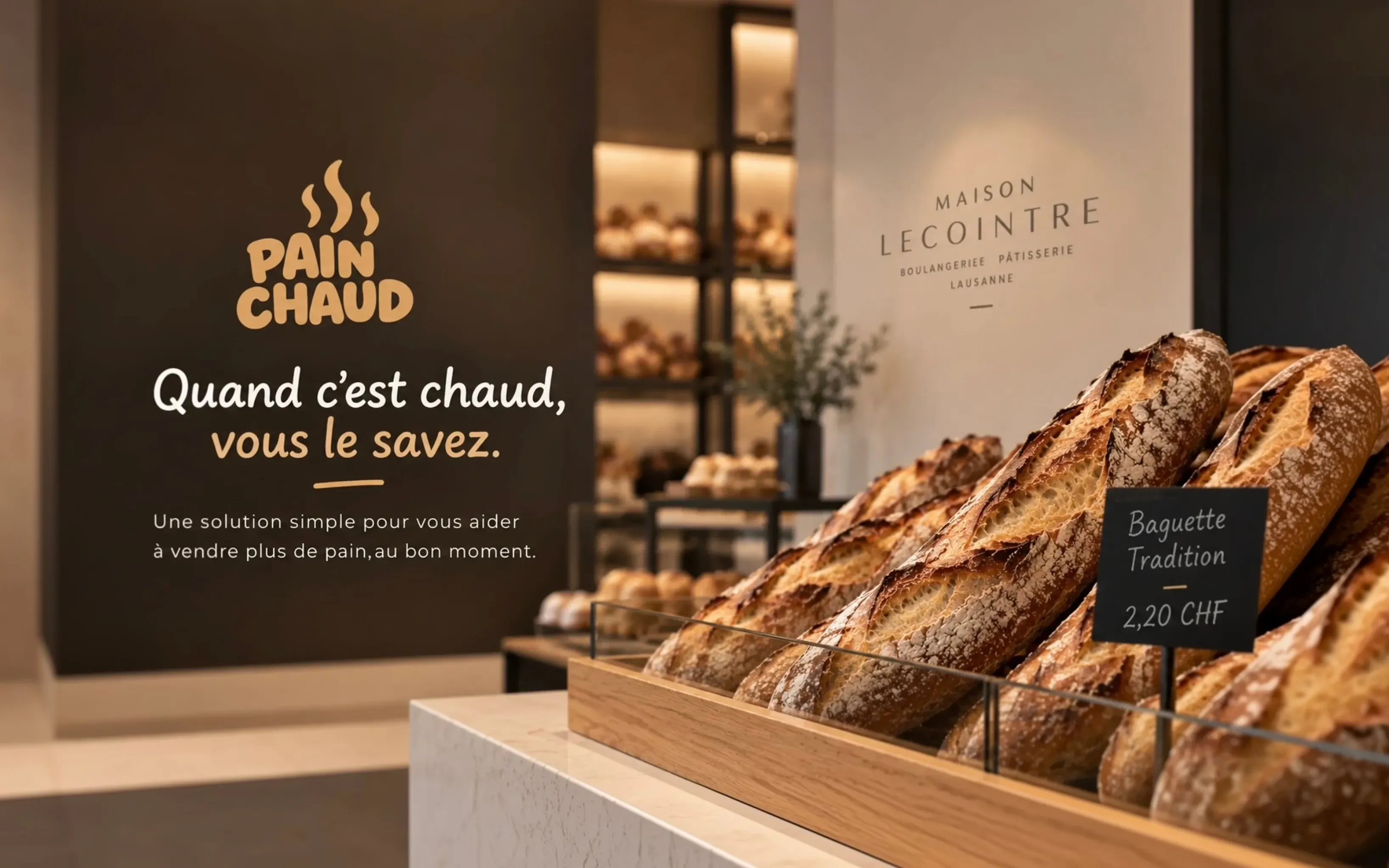 Le comptoir de la Maison Lecointre, baguettes tout juste sorties du four